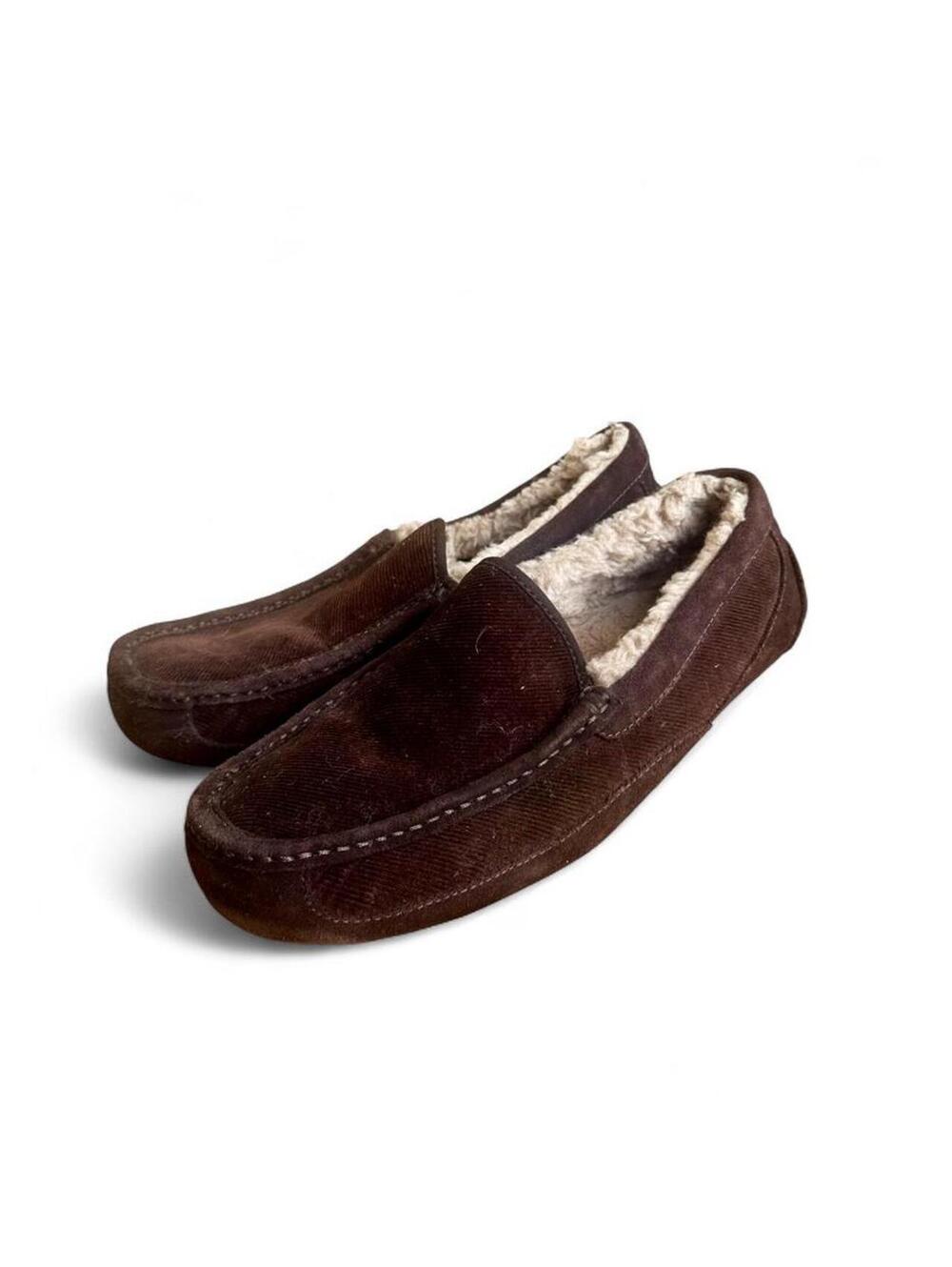 Ugg Ascot Corduroy Men’s slippers Brown suede loafers moccasins size 12